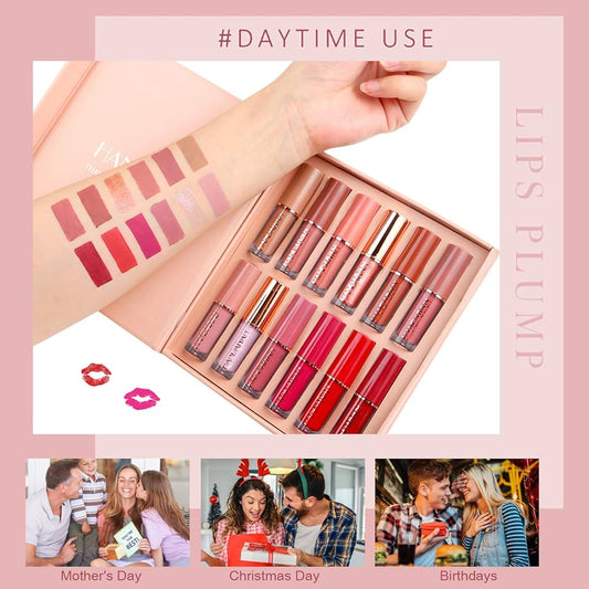 12-Piece Matte Liquid Lipstick & High-Shine Gloss Set – Soft &Smooth Everyday