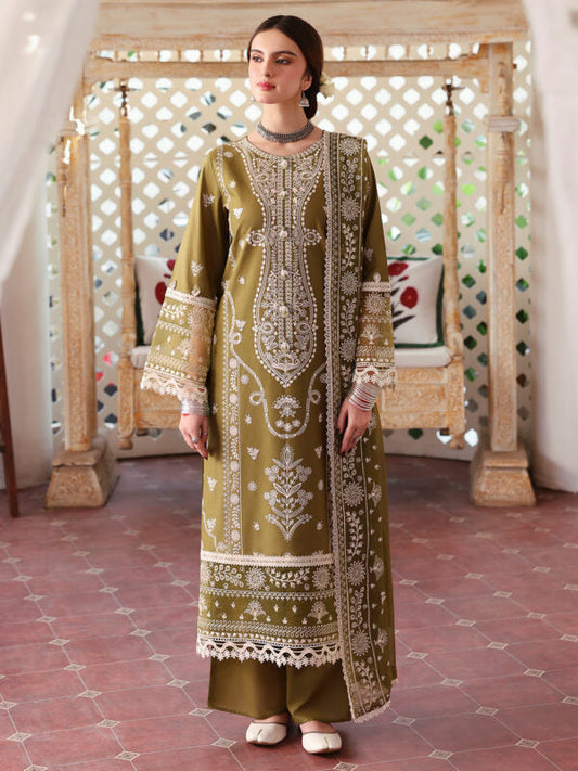 Lawn-3PC Embroidered Shirt With Organza Embroidered Dupatta-5211